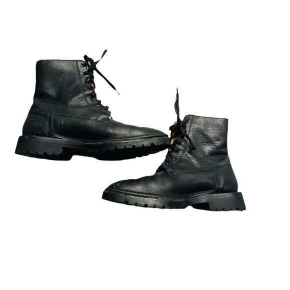 Rare Vintage Bally Black Leather Lace Up Combat Boots Size 7 - Picture 1 of 7